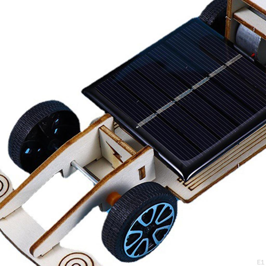 Solar Race Car Toy Building Kits Assembly Crafts Wooden Vehicle Model Experiment Project 3D