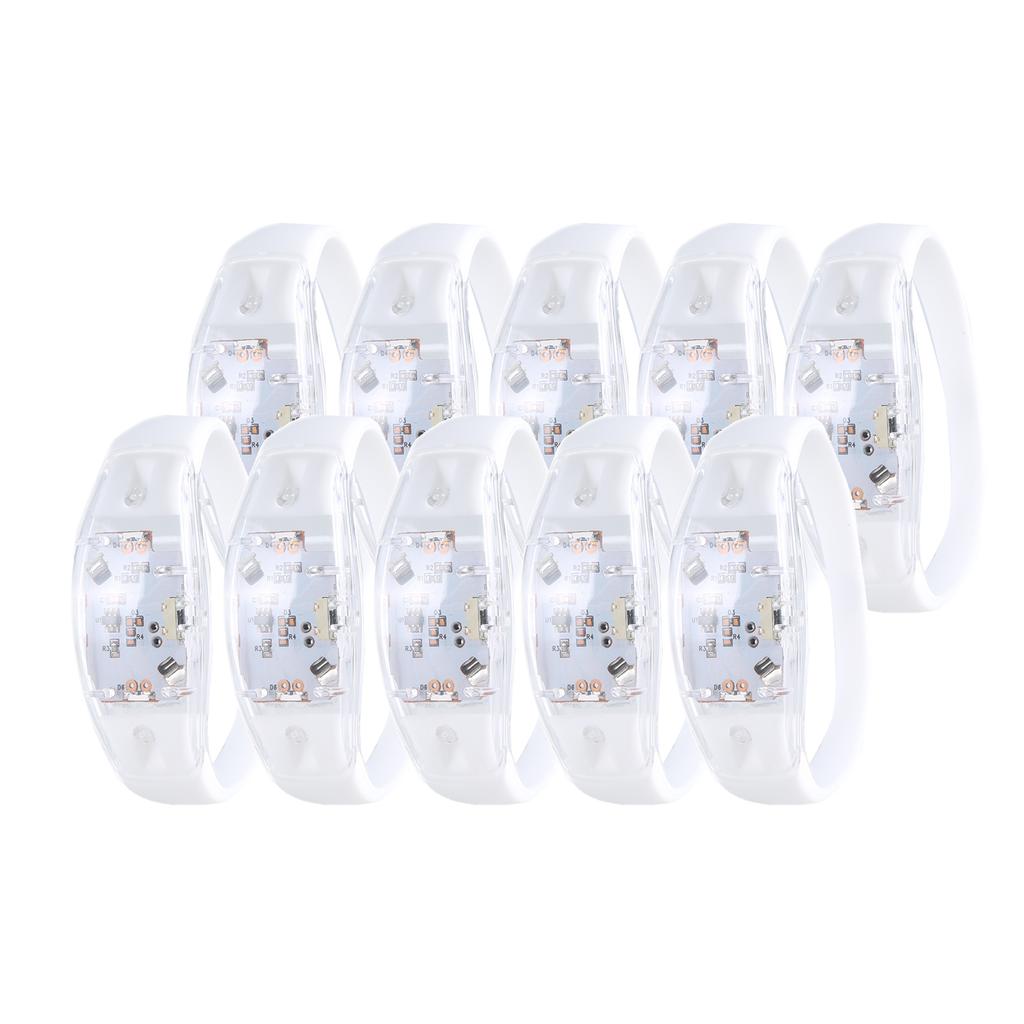 Pack of 10 LED Silicone Bracelets Flashing Light Up Wristband Accessory Adjustable Size Wrist Bands Jewelry for Party