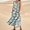 Women's Casual Fashion Flower Printed Sleeveless Pocket Dress