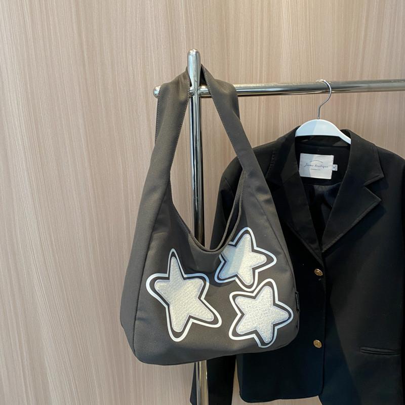 Холщовая сумка большой вместимости, уличная мода, милая сумка через плечо со звездой, повседневная сумка-тоут