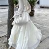 French Gentle Style First Love White Moonlight Fairy Dress Women's Summer V-Neck Waist-Cinching Dress