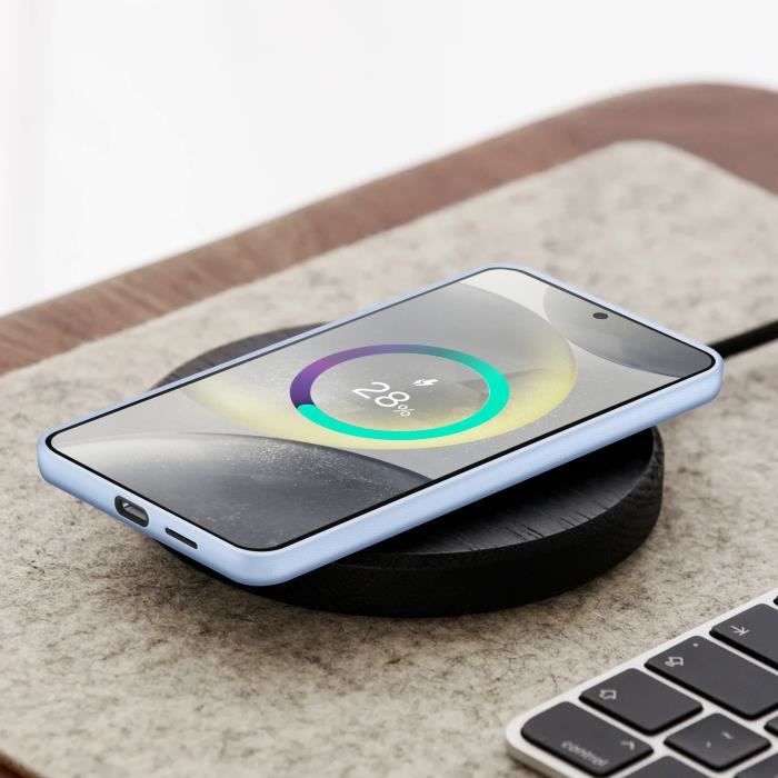 Coque pour Samsung Galaxy S25 Plus Cuir d'Origine Kindsuit Samsung Bleu Clair