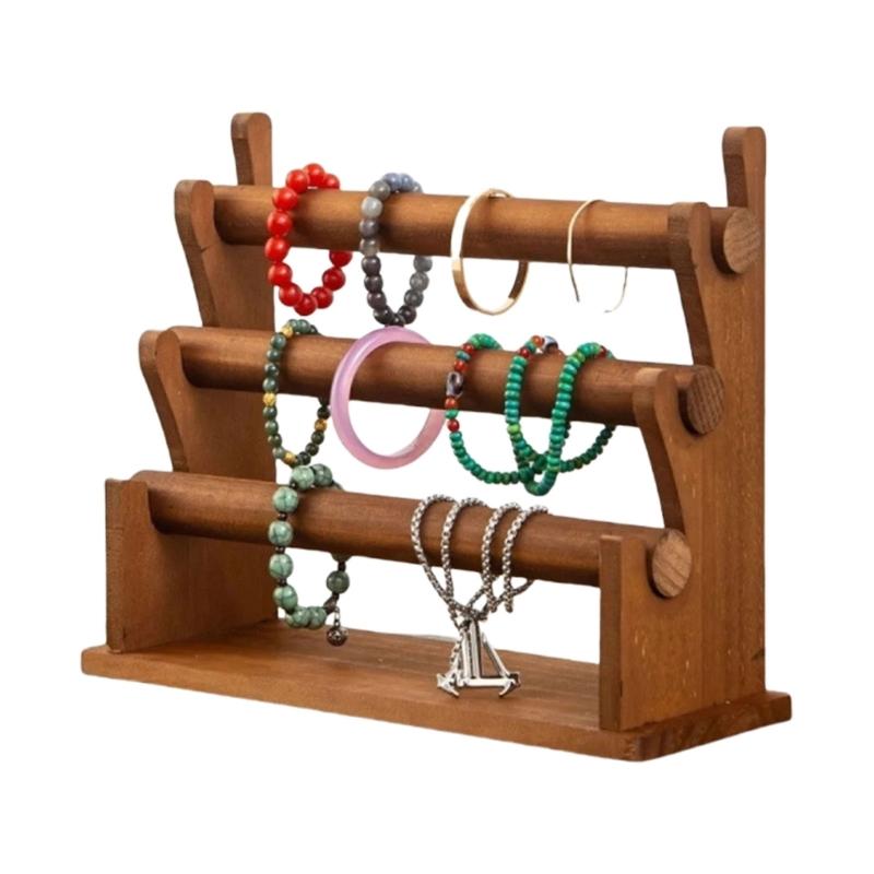 Wood Jewelry Holder for Exhibiting Accessories Bracelets and Bangle Display Rack Elegant Wrist Accessories Organizer