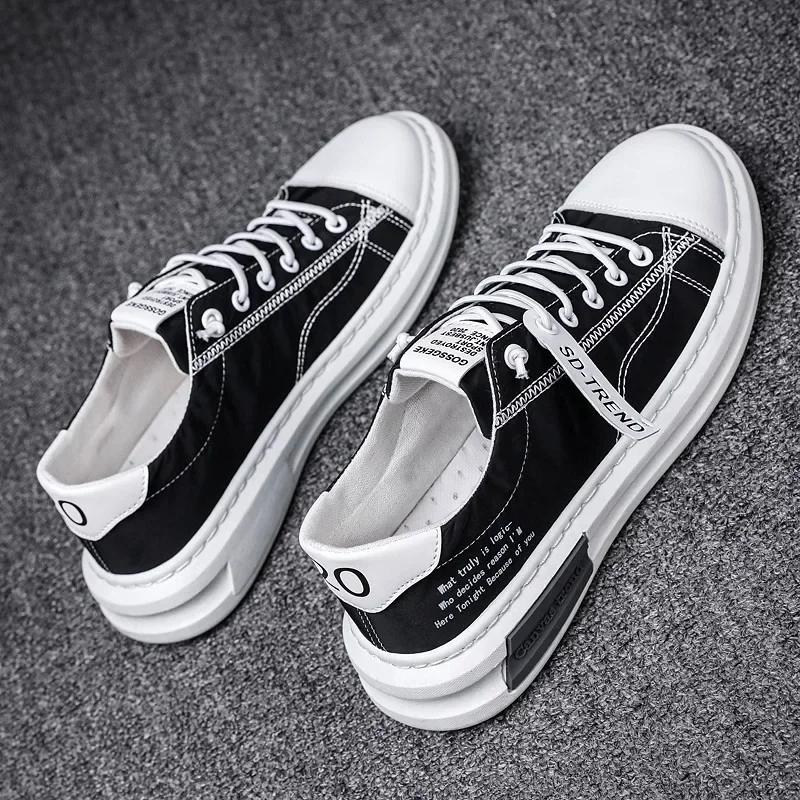 Fashion New Arrival Canvas Summer Breathable Comfortable Men Sneakers Fashion Lace-up Casual Walking Flats Men's Vulcanize Shoes