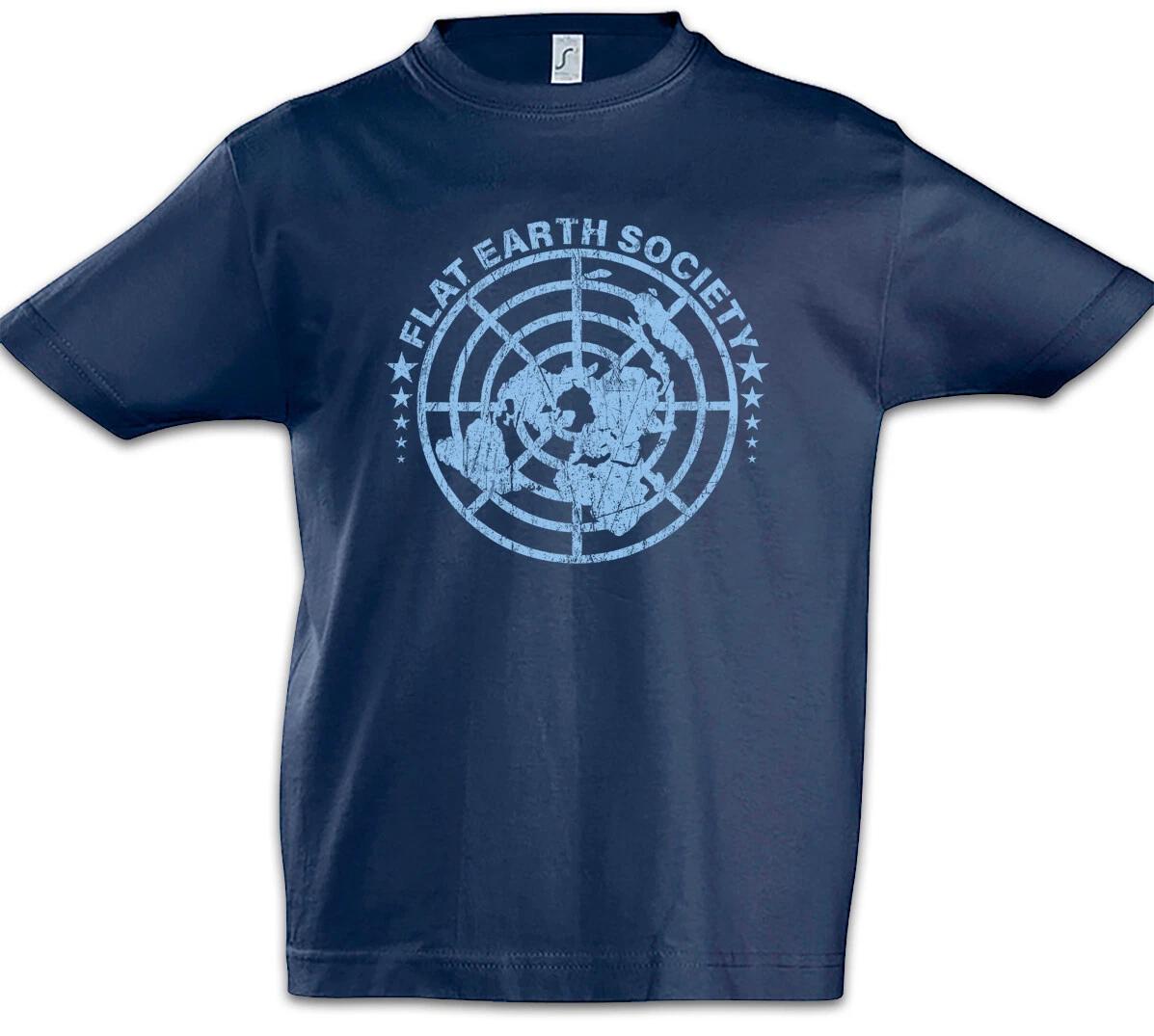 Flat Earth Society Kids Boys T-Shirt Astronaut Earth Disc Fun Space- 160