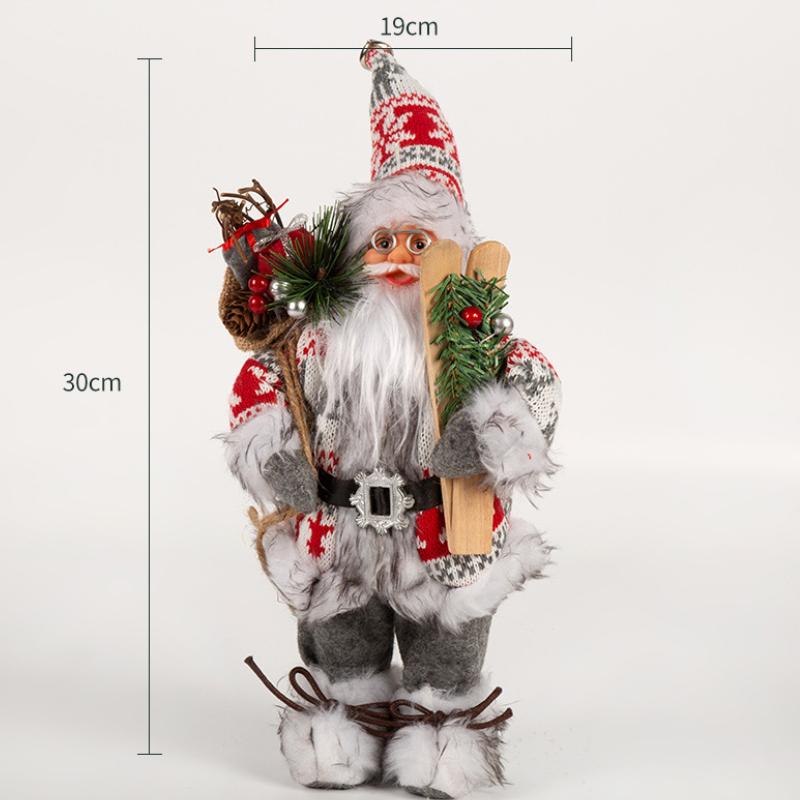 Christmas Decorations pink Santa Claus Dolls Standing Christmas Figurine Holiday Decoration Ornaments Layout Window Decoration
