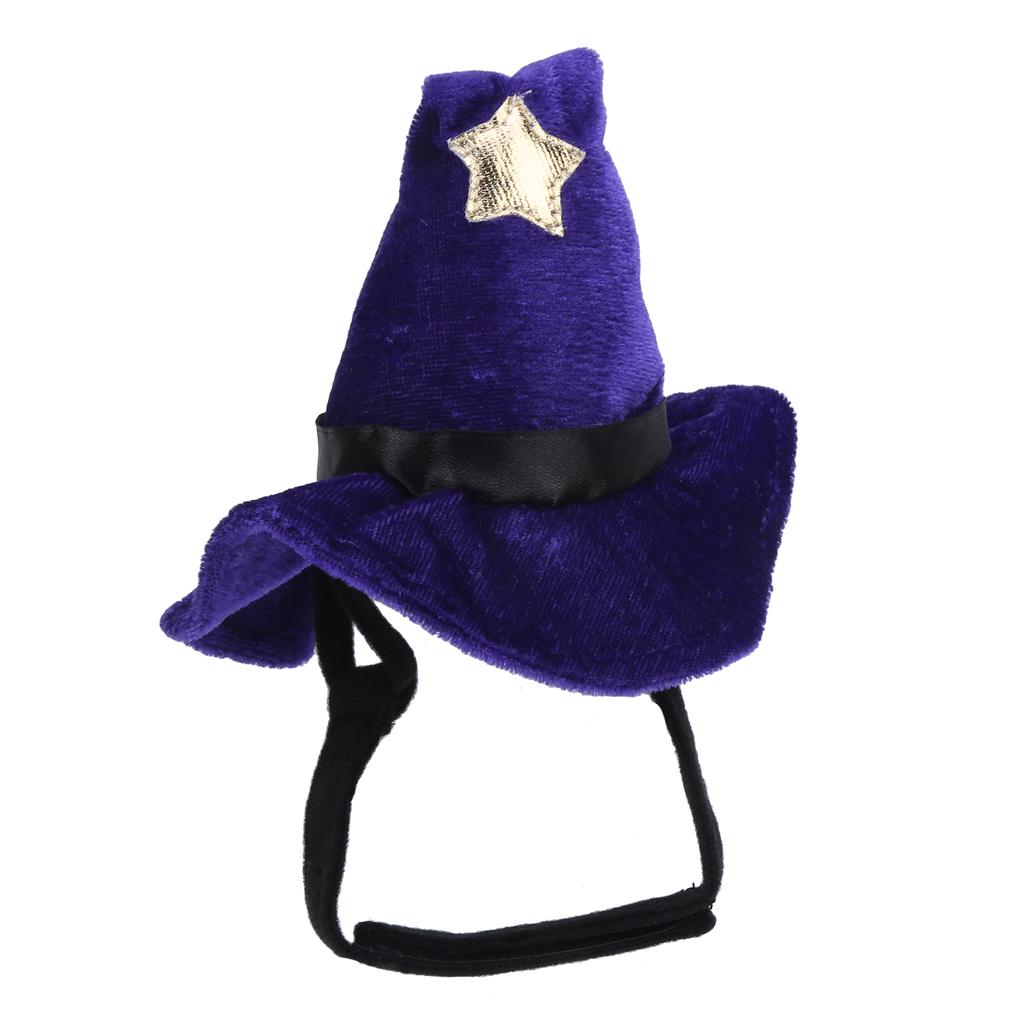 Cat Halloween Wizard Hat with Star Bell Soft Pet Funny Halloween Hat for Role Play Holiday