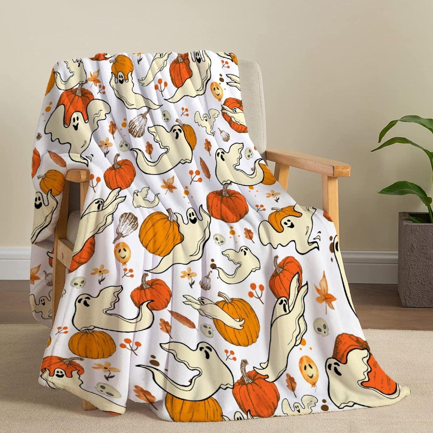 

1 шт. Хэллоуинский плед Черные коты Тыква Череп Летучие мыши Ведьма Тонкий плед Подарки для дивана Кровати Машины Дома Кемпинга для всесезонного использования 30x40in