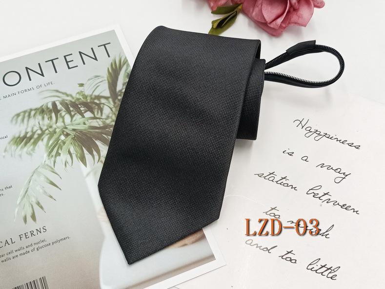 Men's Easy-Pull Knot-Free 8cm Striped Black Zipper Tie