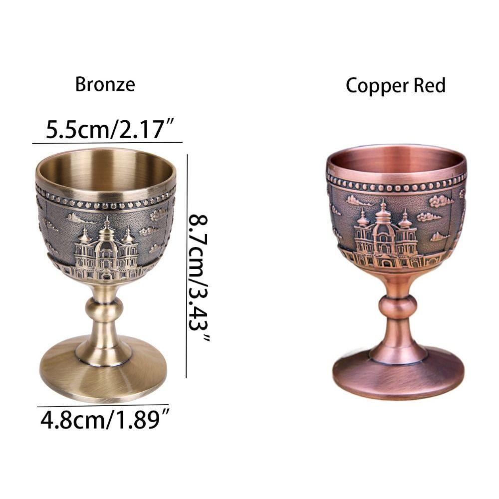 Carving Pattern Castle Metal Wine Cup Handicrafts European Style Handmade Small Goblet Classical Carving Wine Glass Home Decor