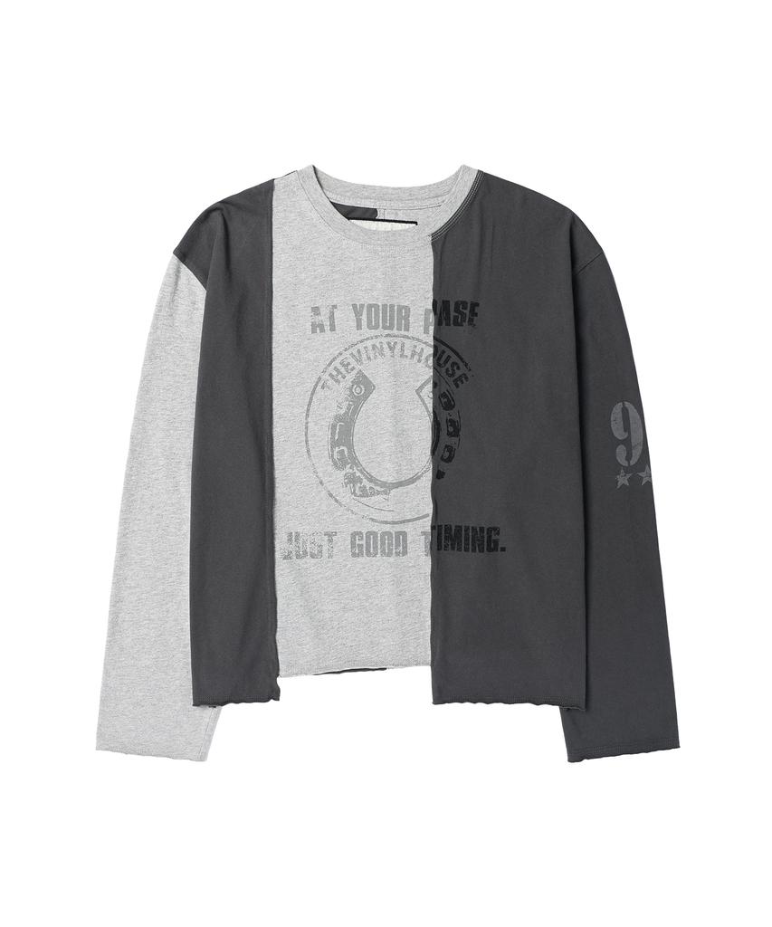 THEVINYLHOUSE Block Unbalance Ls Tee(W) Gray