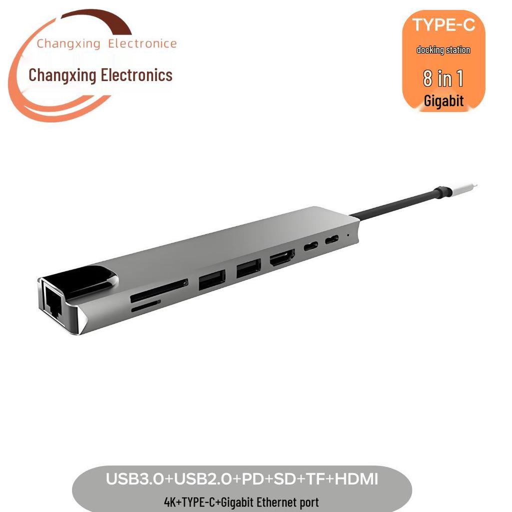 8-in-1 Type-C Hub: Multifunctional Card Reader & USB Network Expansion Dock