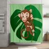 Cute Monkey Cartoon Shower Curtain with Green Leaf Design for Bathroom Decor Animal Print Home Decoration In Bath Curtains from