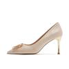 High Heels Women's White Wedding Dress Show Clothes Wedding Shoes Women's Spring New Thin Heels Pointed Temperament Single Shoes