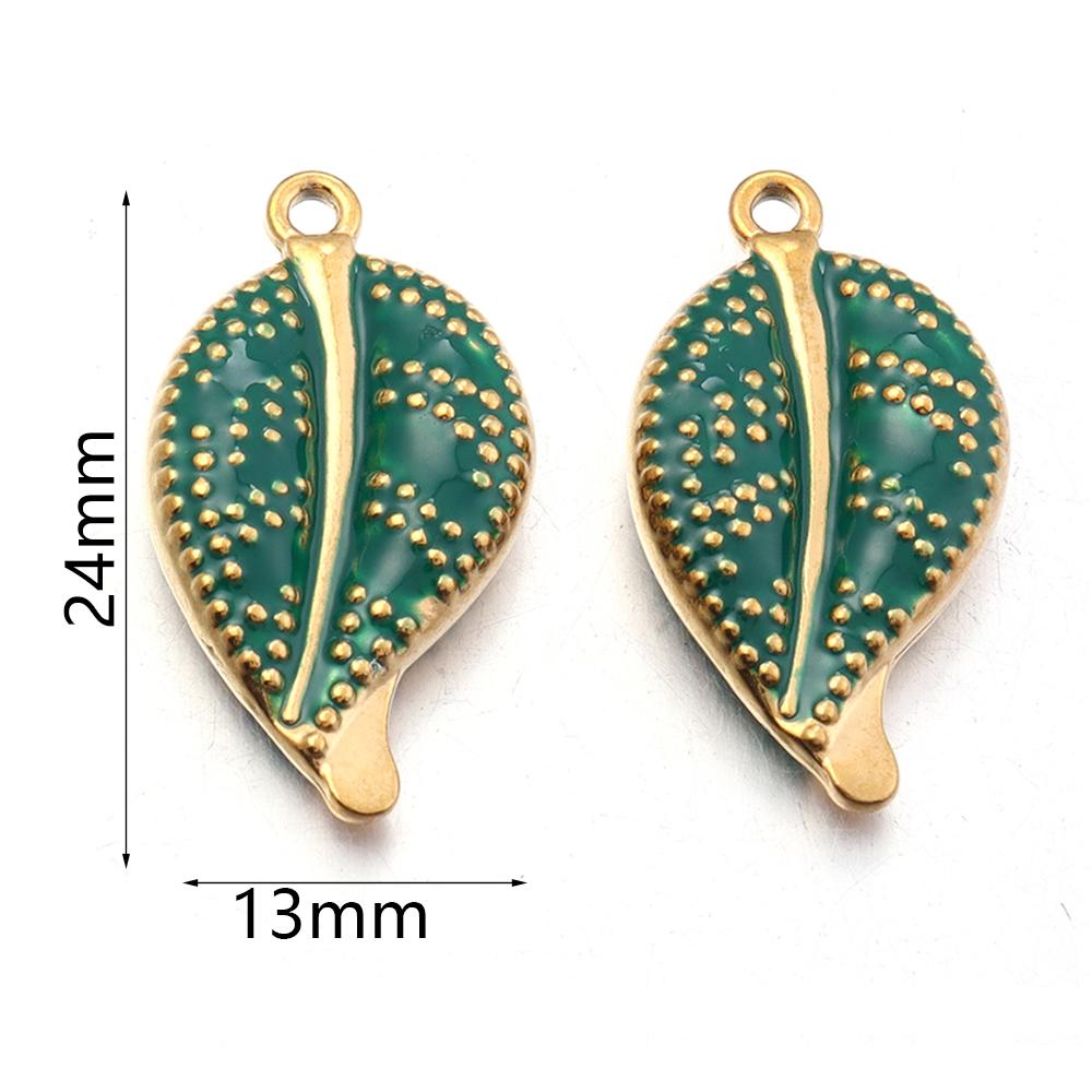 2pcs/lot Stainless Steel Enamel Charms Cute Fruit Strawberry Cherry Banana Flower Leaf Pendants For DIY Jewelry Making Necklace