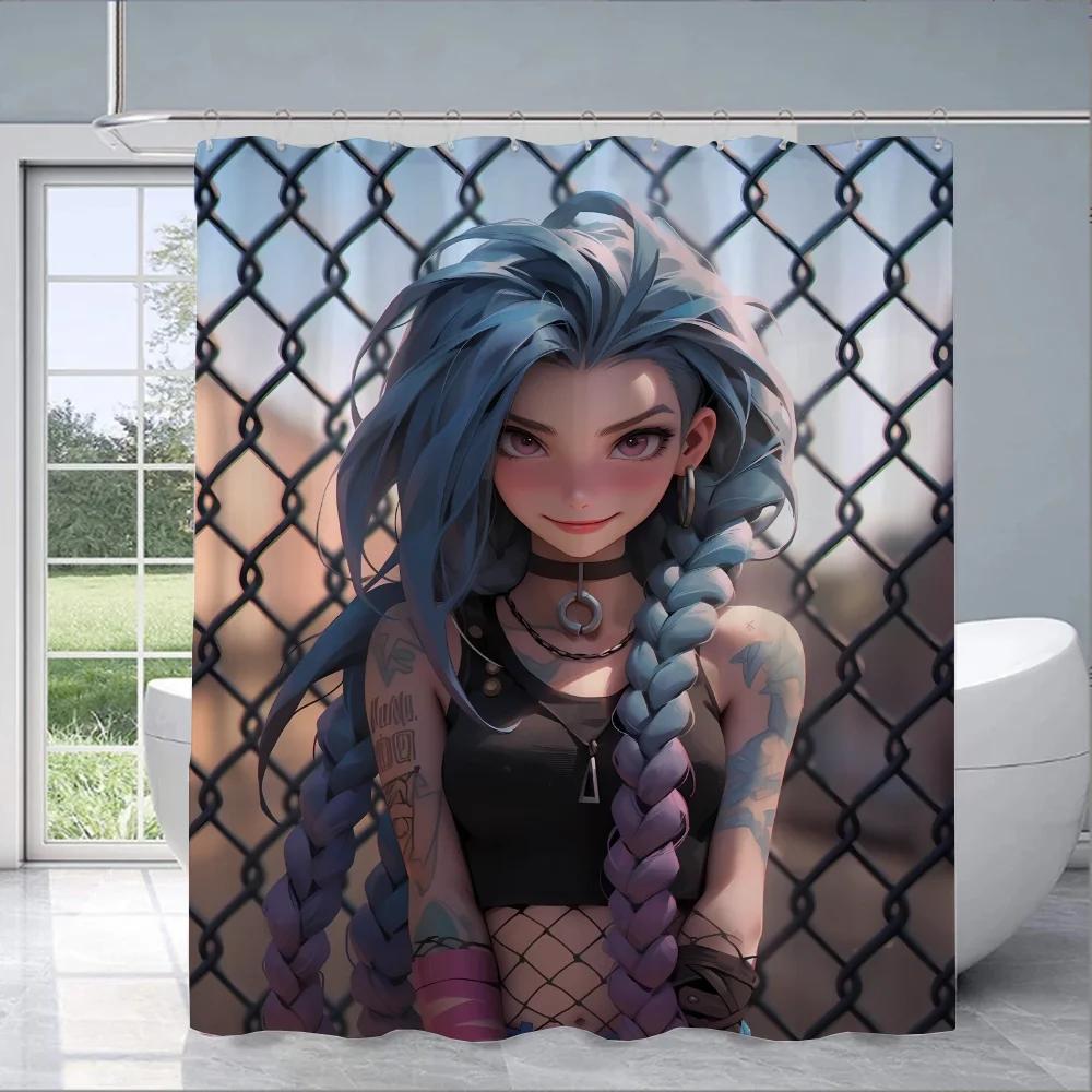 

Fashion Blue Hair Girl Shower Curtain Waterproof &Mildew-Resistant Bath Curtain with Unique Artistic Design for Trendy Bathroom 120X180cm