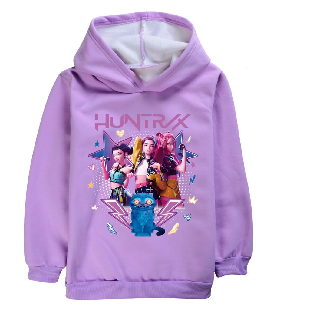 4983 Casual Girls Kpop Rumi Zoey Mira Print Long Sleeves Velvet Warm Hoodie