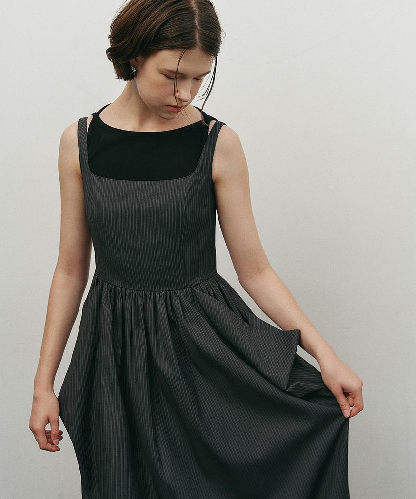 Make A Toast Shirred Volume Pocket Dress Striped Mbefop002St