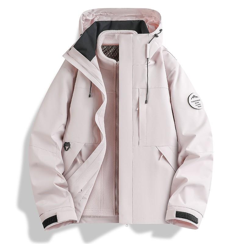 Mens 3-in-1 Waterproof Windproof Outdoor Hiking Jacket With Removable Fleece Liner Layered Coat