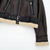 Winter Frauen Streetwear Faux Lamm Leder Pelz Kurze Jacke mit Gürtel Moto Biker Dicken Warmen Schaffell Mantel Outwe
