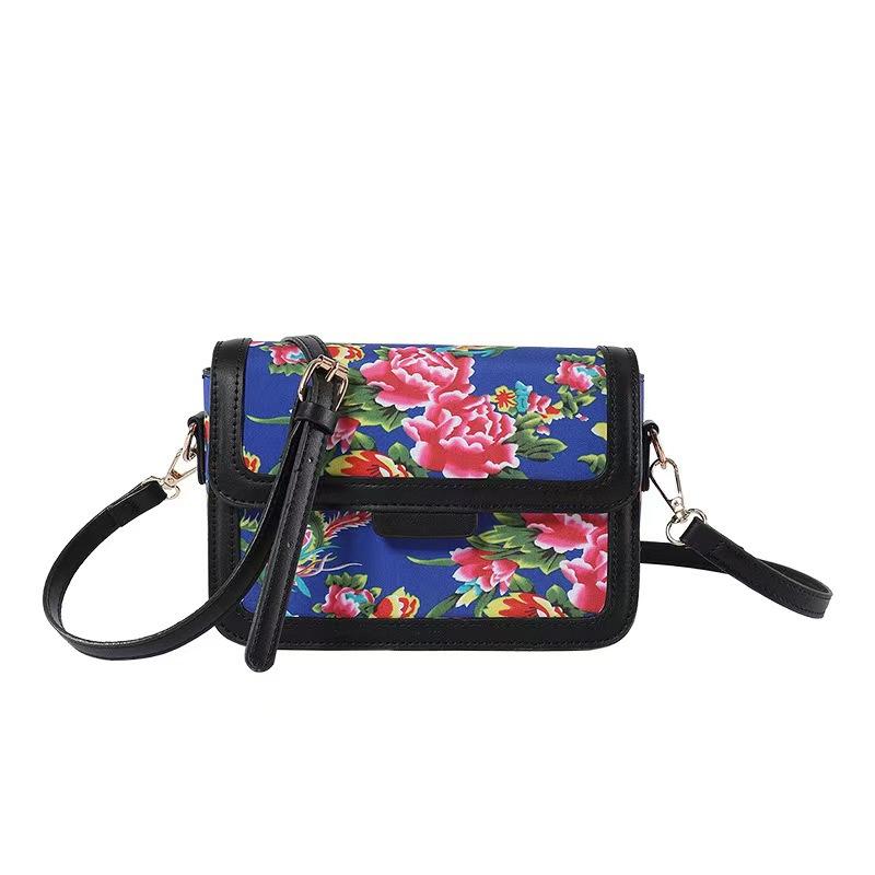 Ethnic Style Big Flower Small Square Women'S Bag Trendy Fashion Printed Messenger Bag Shoulder Bag