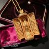 Ancient Gold Filigree Chisel Flower Drop Glaze Buddha Gong Necklace, Door Opening Husi New Chinese Style, Buddha Gong Zircon Gold Necklace