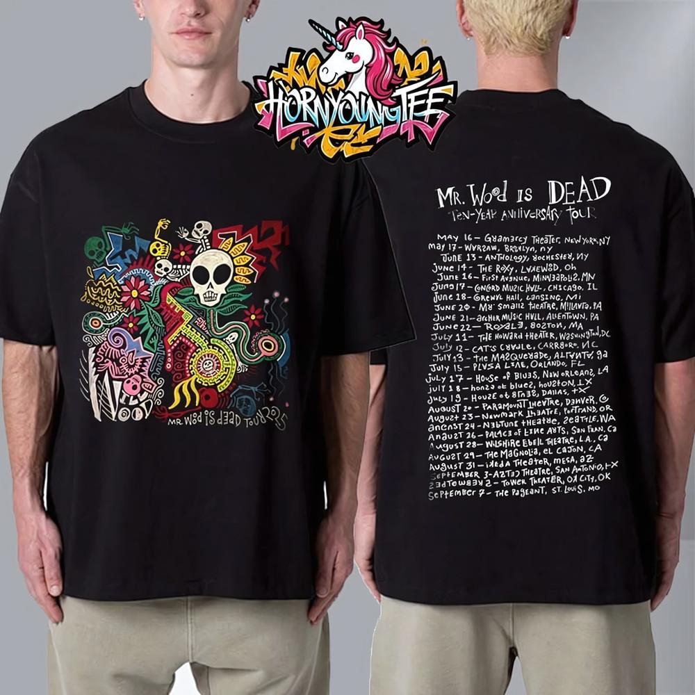 Will Wood Mr Wood Is Dead Tour 2025 Programma T-shirt Unisex a Due Lati
