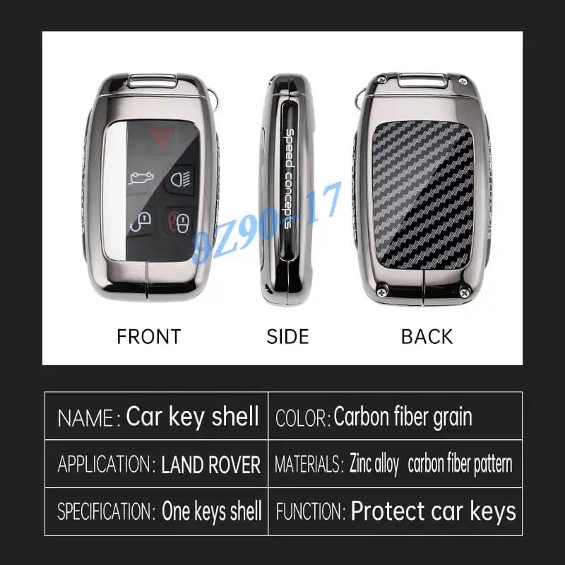 Metal Carbon Fiber Car Key Fob Case Cover Keychain For Land Range Rover Sport Evoque Velar Discovery 4 Lr4 Jaguar Xe Xf Xj