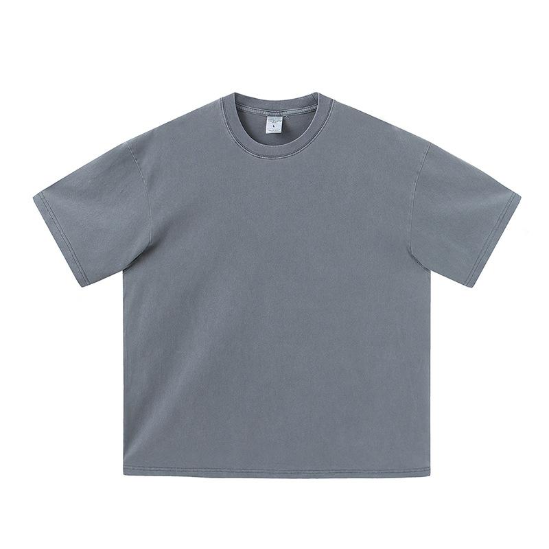 Men'S Trendy Brand Summer Washed And Dyed Old Light Version Short-Sleeved T-Shirt Heavy Cotton Casual High Street Half-Sleeves