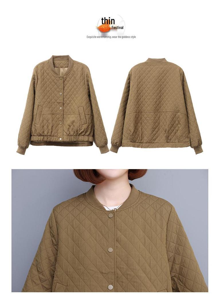 Women's Plaid Long-Sleeve Baseball Jacket, Spring/Autumn 2024 European Style Fashion.