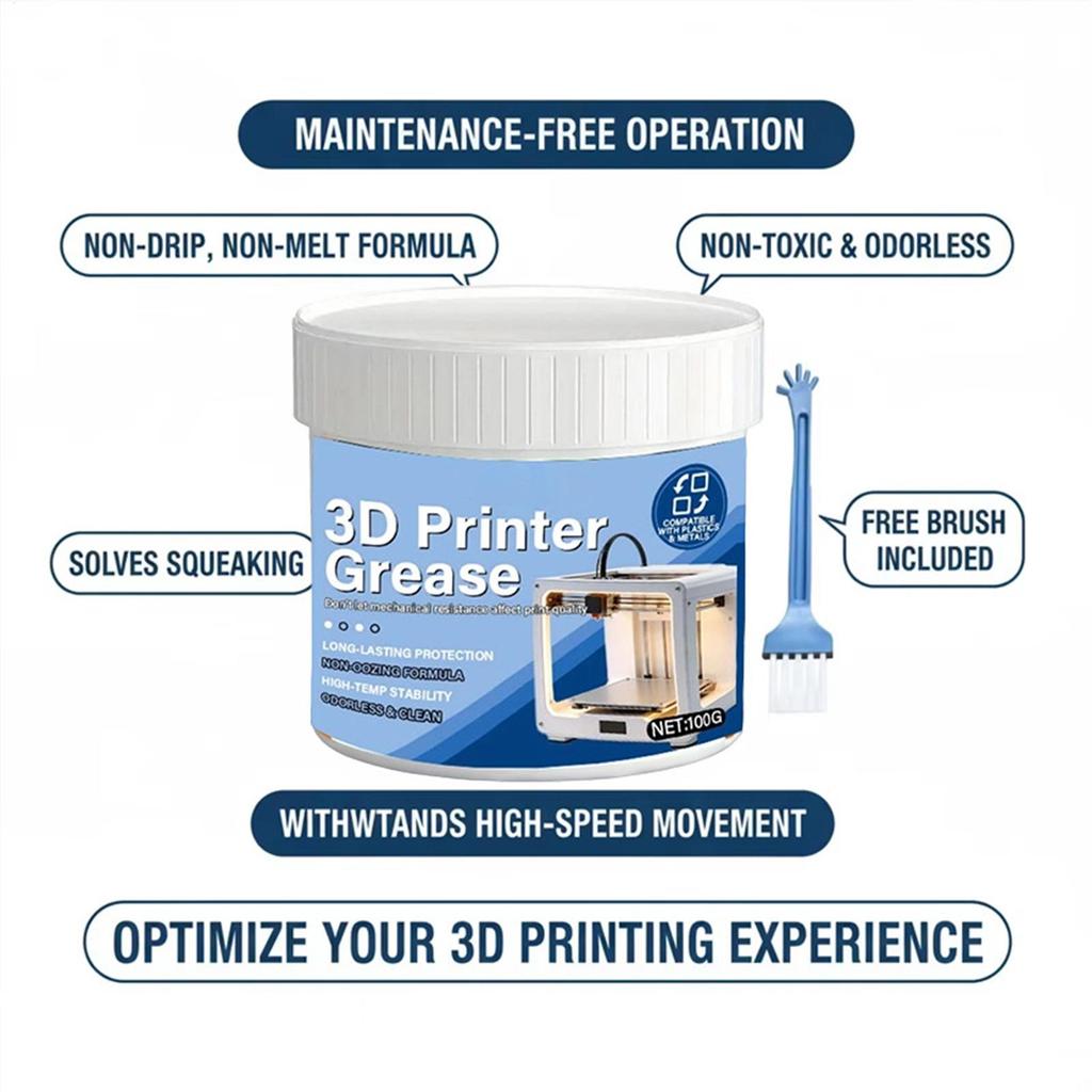 3D Printer Lube 100g Gear Bearing Lube with Brush Machine Grease for Model Train Machine Motor Linear Guide Rail Automotive