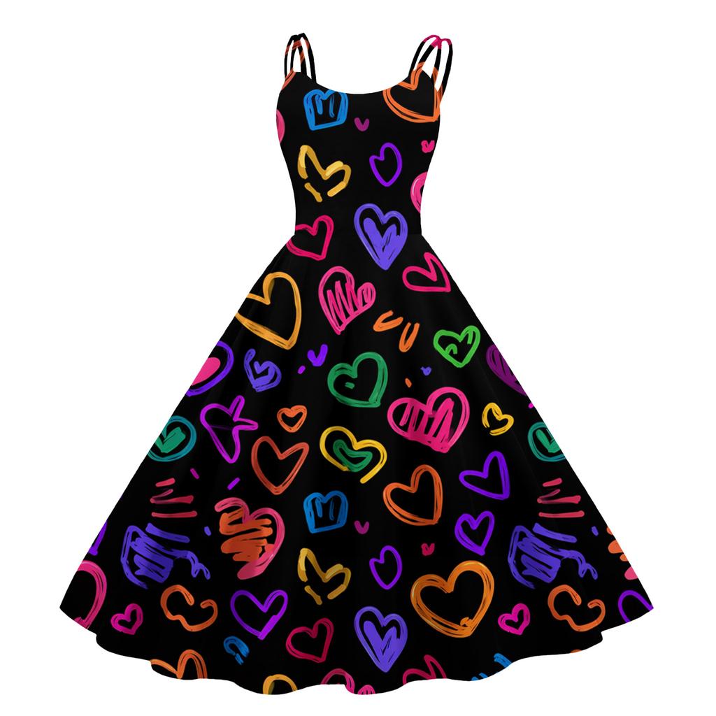 Women's Print Sexy Off-The-Shoulder Punk Vintage Dress