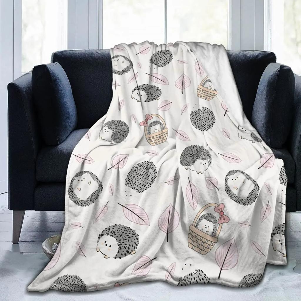 Hedgehog Blanket, Soft Flannel Throw Blanket with Super Cute Hedgehog Gifts for Girl Women Hedgehog Lovers Blanket for Couch Bed