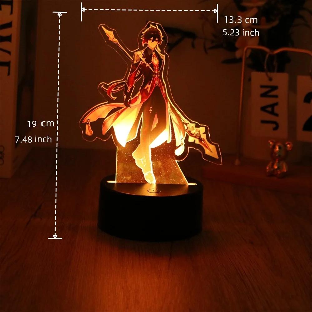Genshin Impact 3D Lampe Zhongli Raiden Shogun Klee Anime LED Nachtlicht für Schlafzimmer Dekoration Mondlampe Geburtstag Beste Geschenke Luces