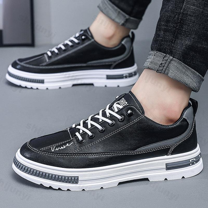 Fashion Autumn Men Pu Leather Casual Shoes 2025 Soft Leisure Men Sneaker Comfort Low-top Non-slip Sneakers Footwear Zapatillas De Hombre