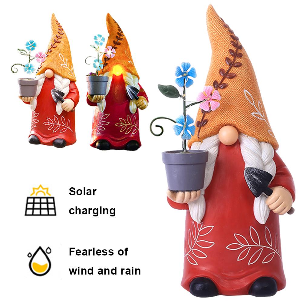 Garden Hallway Solar Elf Light Holding Pot and Flower with Solar Lights Resin Crafts Garden Decor for Courtyard Lawn Patio Porch China Mainland