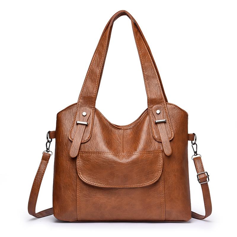 Large Capacity Handbag/shoulder Bag, Trendy Soft Leather, for Middle-aged Women