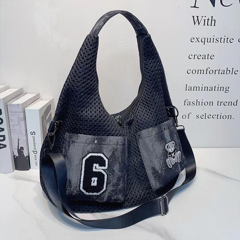 Chic Korean Style Women's Mesh Shoulder Bag - Large Capacity, Lightweight, Casual Underarm Bag for Easy Commuting