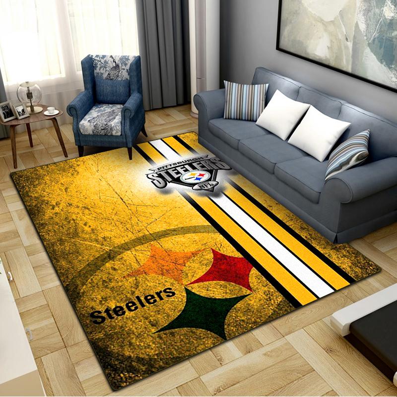 Kobercový koberec Pittsburgh Steelers pro obývací pokoj, ložnici, domov, dekorace pohovky, dětský hrací protiskluzový podlahový koberec