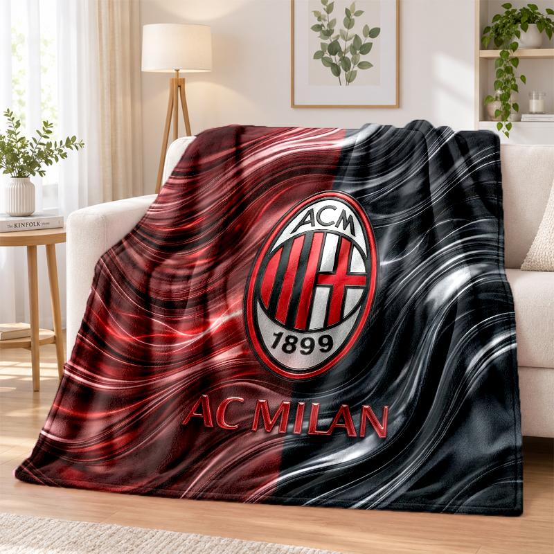 AC Milan Printed Flannel Blanket Warm Comfort Bed Throw For Indoor Home Decoration