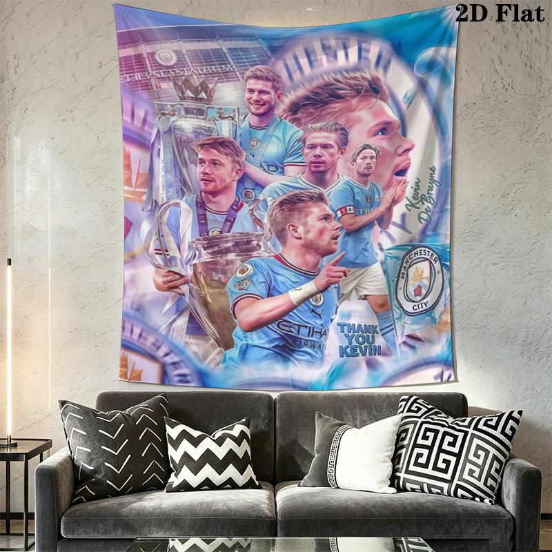 Forever MCFC BlueWall Hanging Printed Fabric Blanket Decorative Tapestries for Bedroom Living Room Home Decor