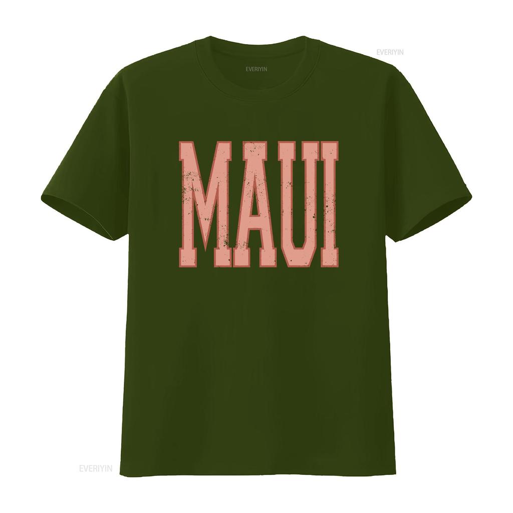 Vintage Distressed Maui Bold Letter Print Casual Streetwear T Shirt vintage Washed Stylish designer clothes Versatile