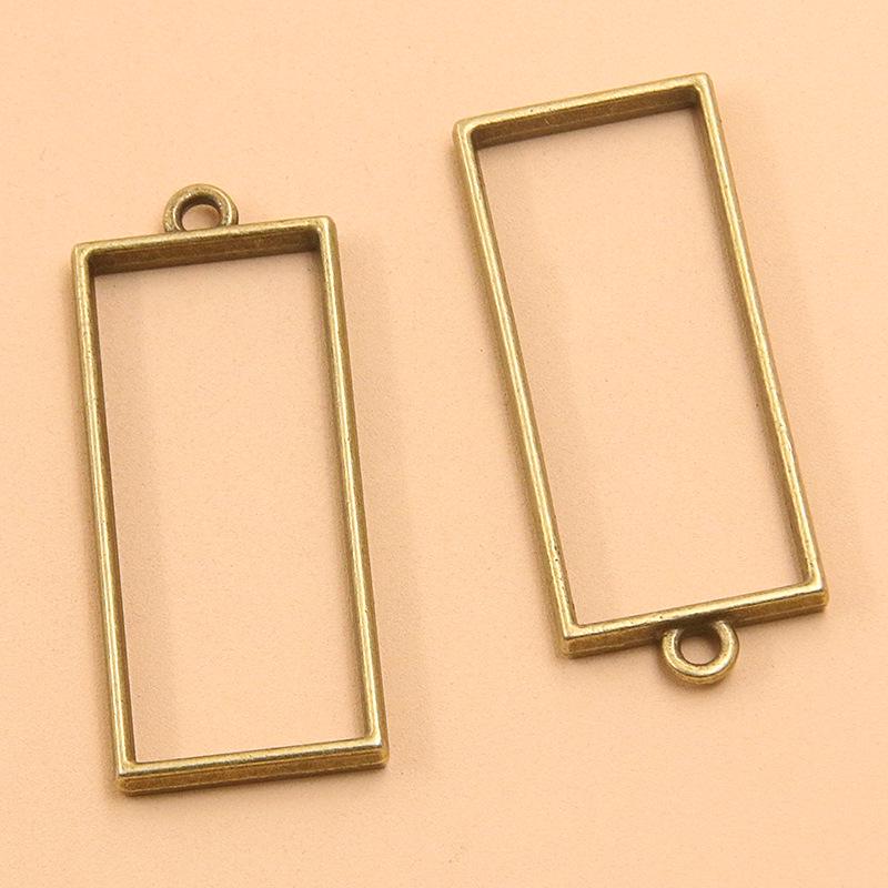 17 Ancient Green DIY Alloy Jewelry Pendants: Moon, Round, Heart with Drip Glue and Hollow Borders.
