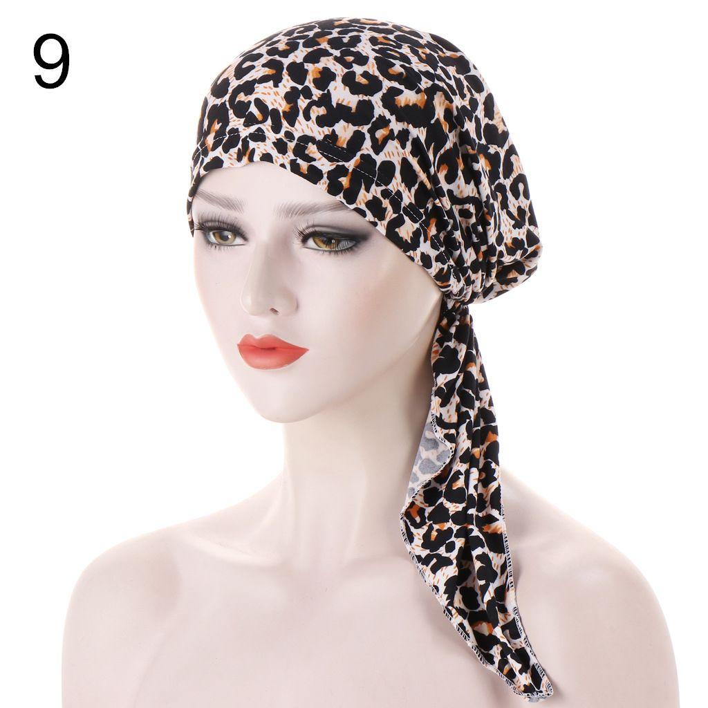 Leopard Print Headscarf Cancer Hair Loss Muslim Hijab Chemo Hat Turban Cap Head Wrap