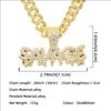 Full Diamond Splicing Letter Pendant Cuban Chain, European and American Hip-hop Necklace Personalized Men's Sweater Chain, Trendy Accessories