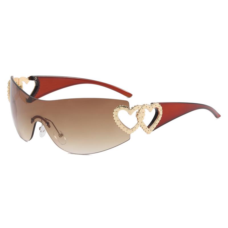 Love Heart One-Piece Sunglasses 2023 - Trendy Y2K European & American Style INS Celebrity Sunglasses