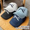 Bow embroidered denim baseball cap girlish feeling cute cap wide brim show face small fashion versatile