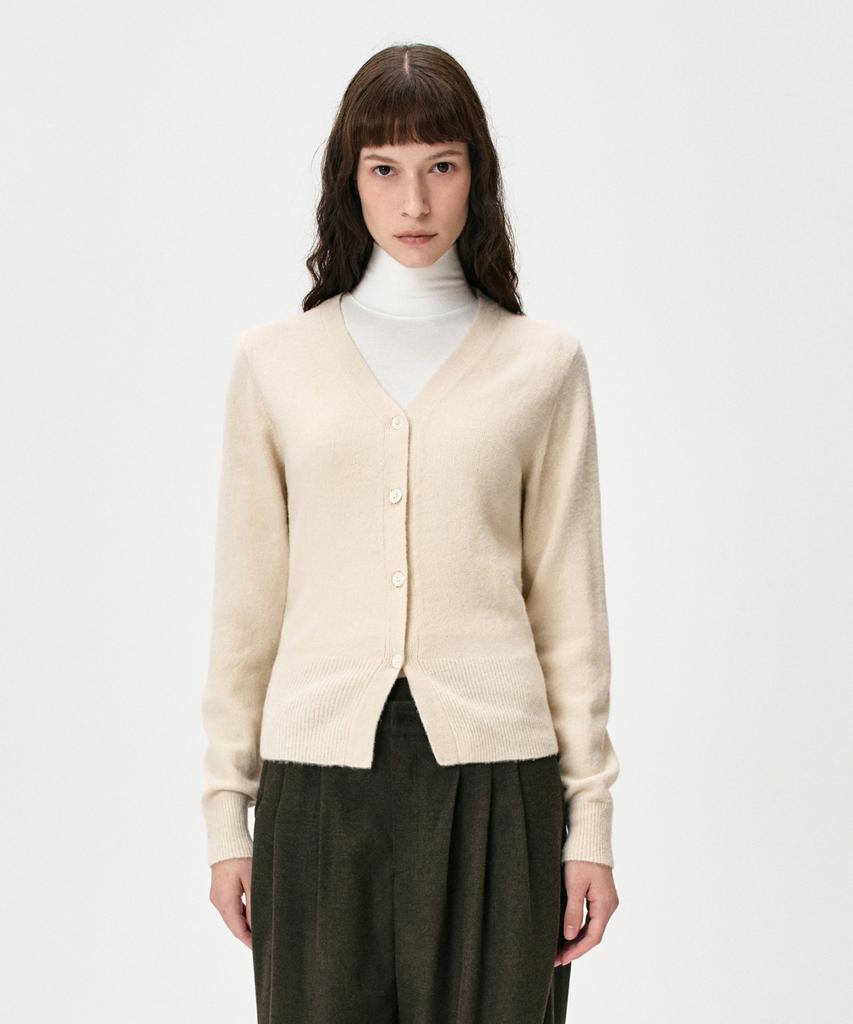 Ridifi Crop Wool Blend Cardigan (Cream)