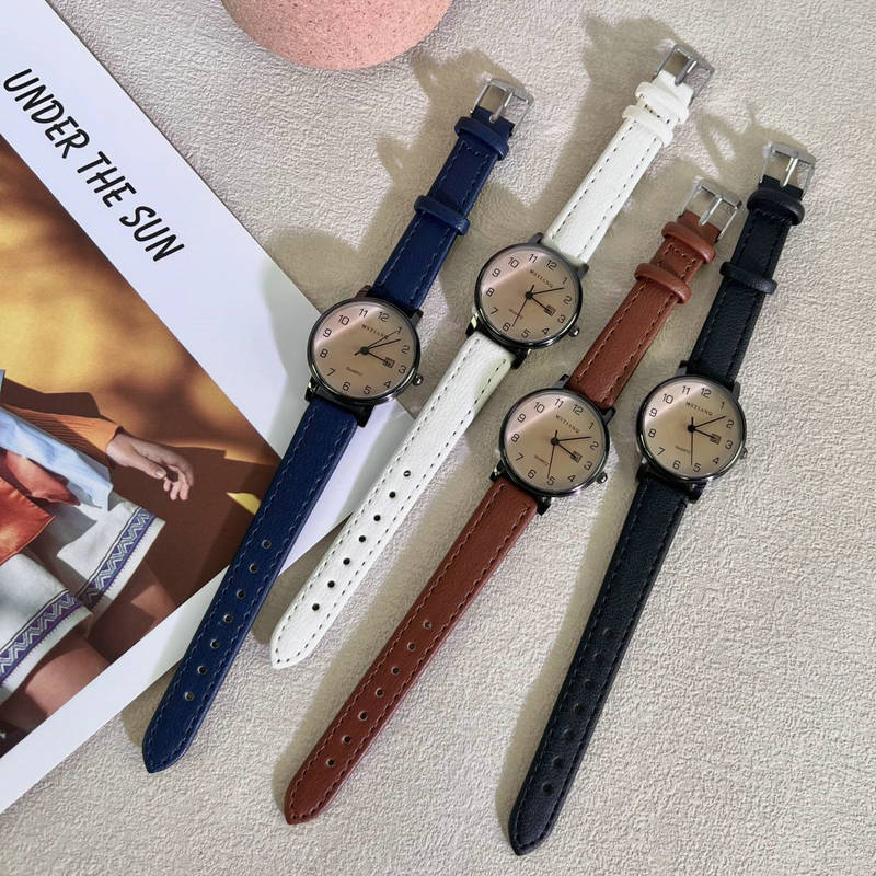 Retro Digital Calendar Watch Female Minimalist Temperament Junior High School Students Civil Service Exam Special Belt Female Watch