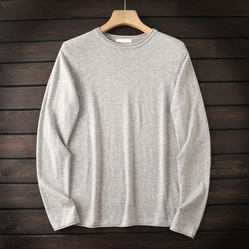 Nordic Orders! High-End Wool Blend! Export Surplus Men's Autumn and Winter Thin Rolled-Edge Base Knit Sweater